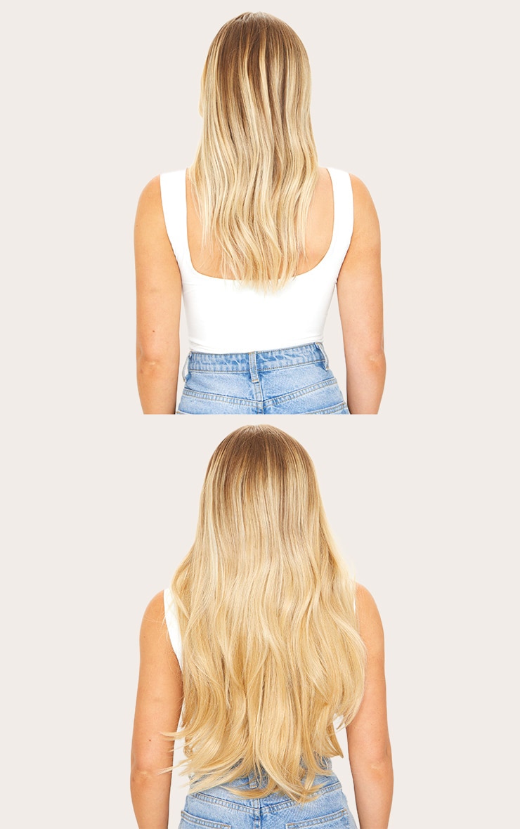 LullaBellz Super Thick 22'5 Piece Straight Clip In Hair Extensions Golden Blonde image 4