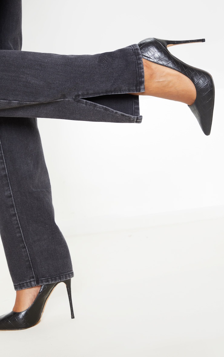 black split hem jeans