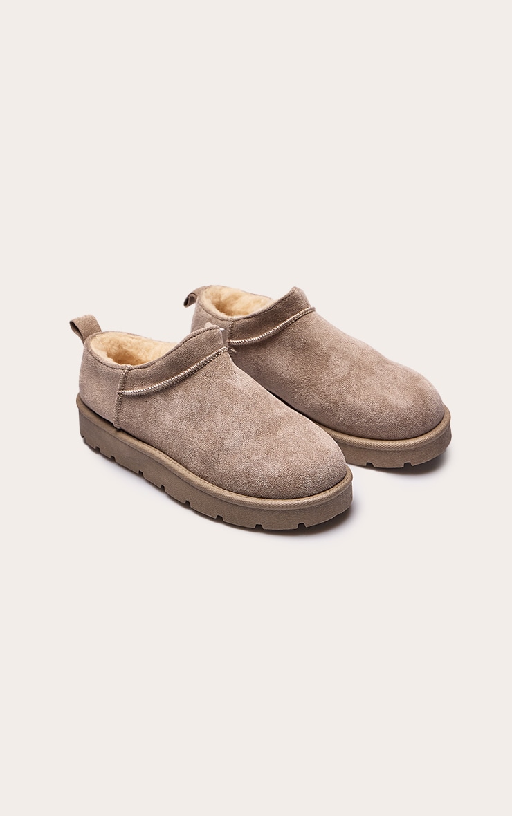 Chaussures duveteuses gris champignon à enfiler et plateforme image 3