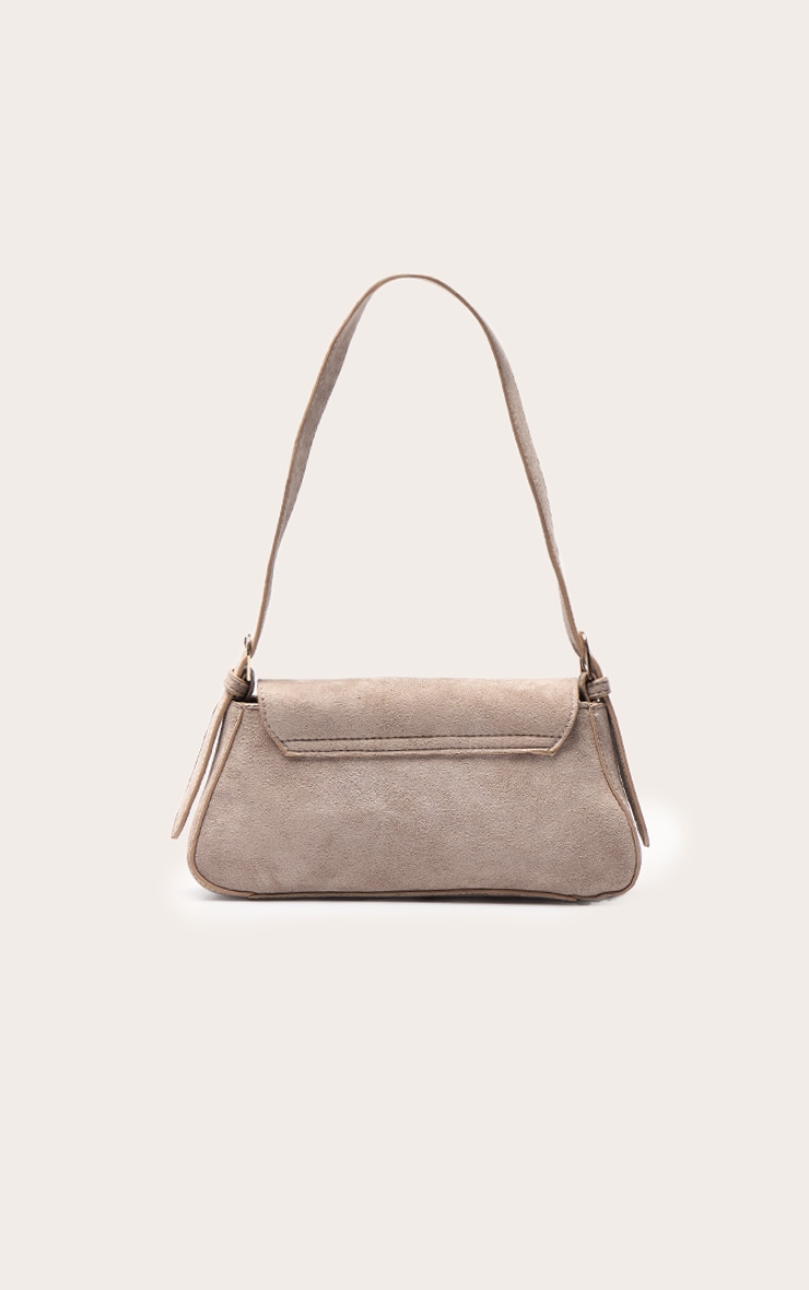 Taupe Faux Suede Trapeze Simple Shoulder Bag image 4