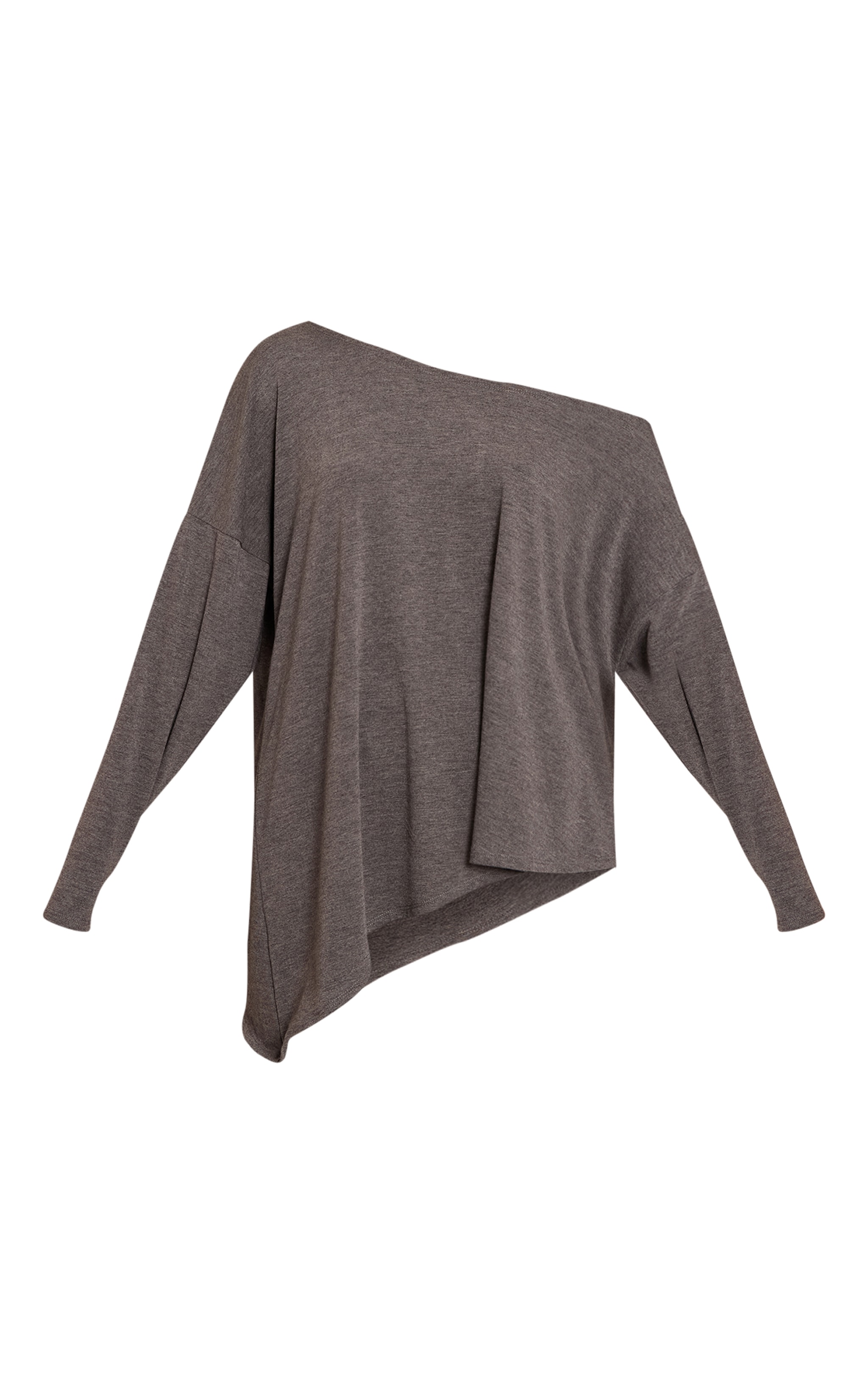 Charcoal Soft Jersey Oversized Slouchy Long Sleeve Top image 5