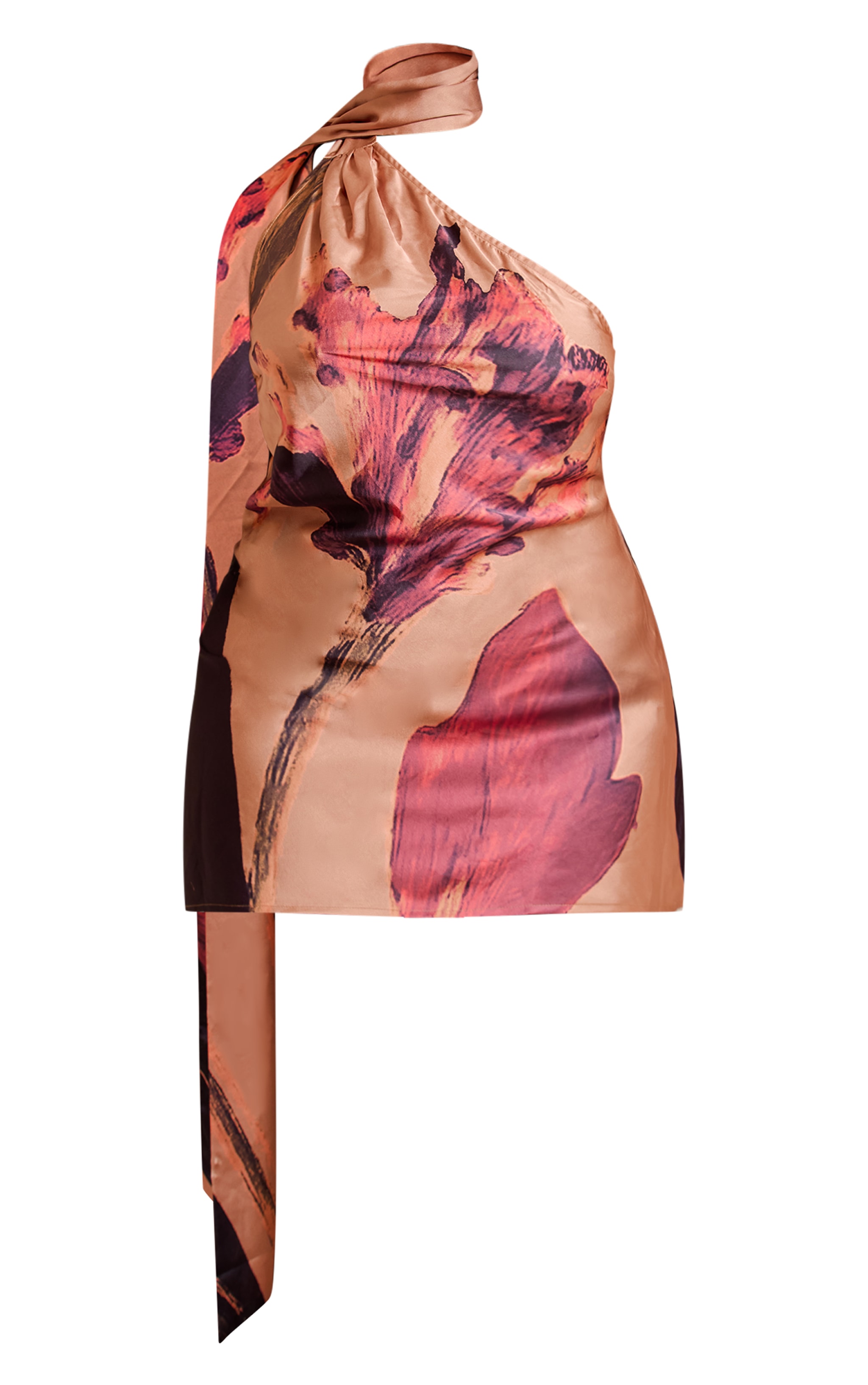 Plus Mini robe satinée orange brûlé fleurie image 5