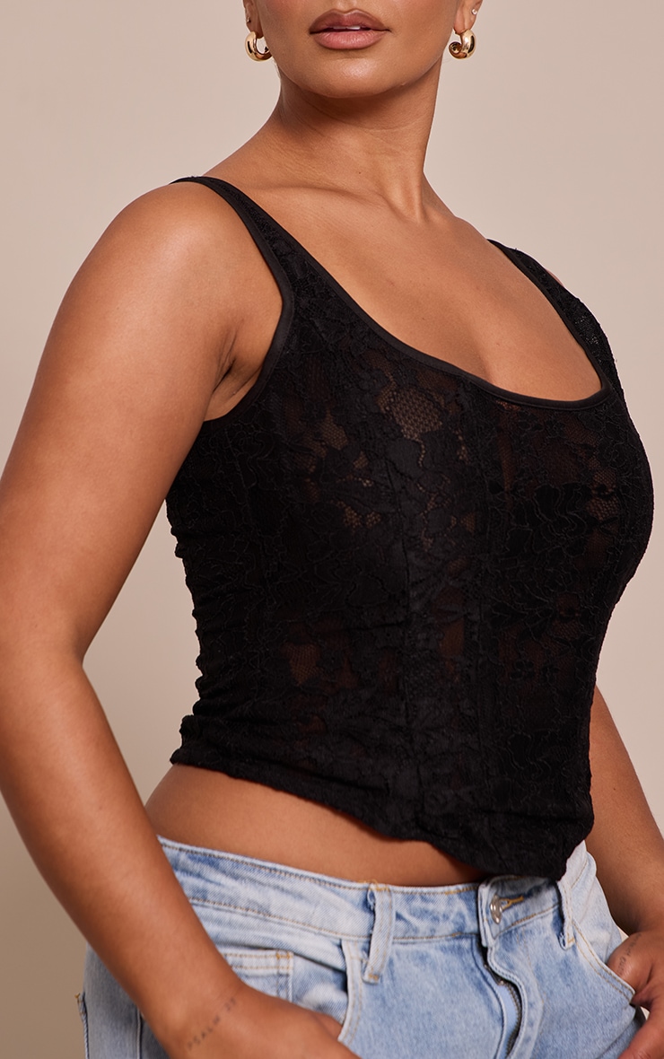 Shape BLACK LACE SQUARE NECK LONGLINE CORSET TOP image 4