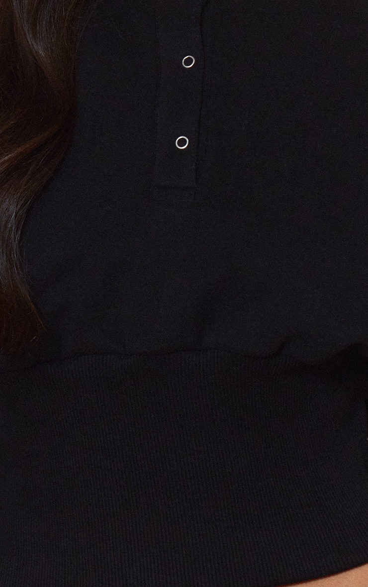 Black Button Up Cinched Sweatshirt image 4