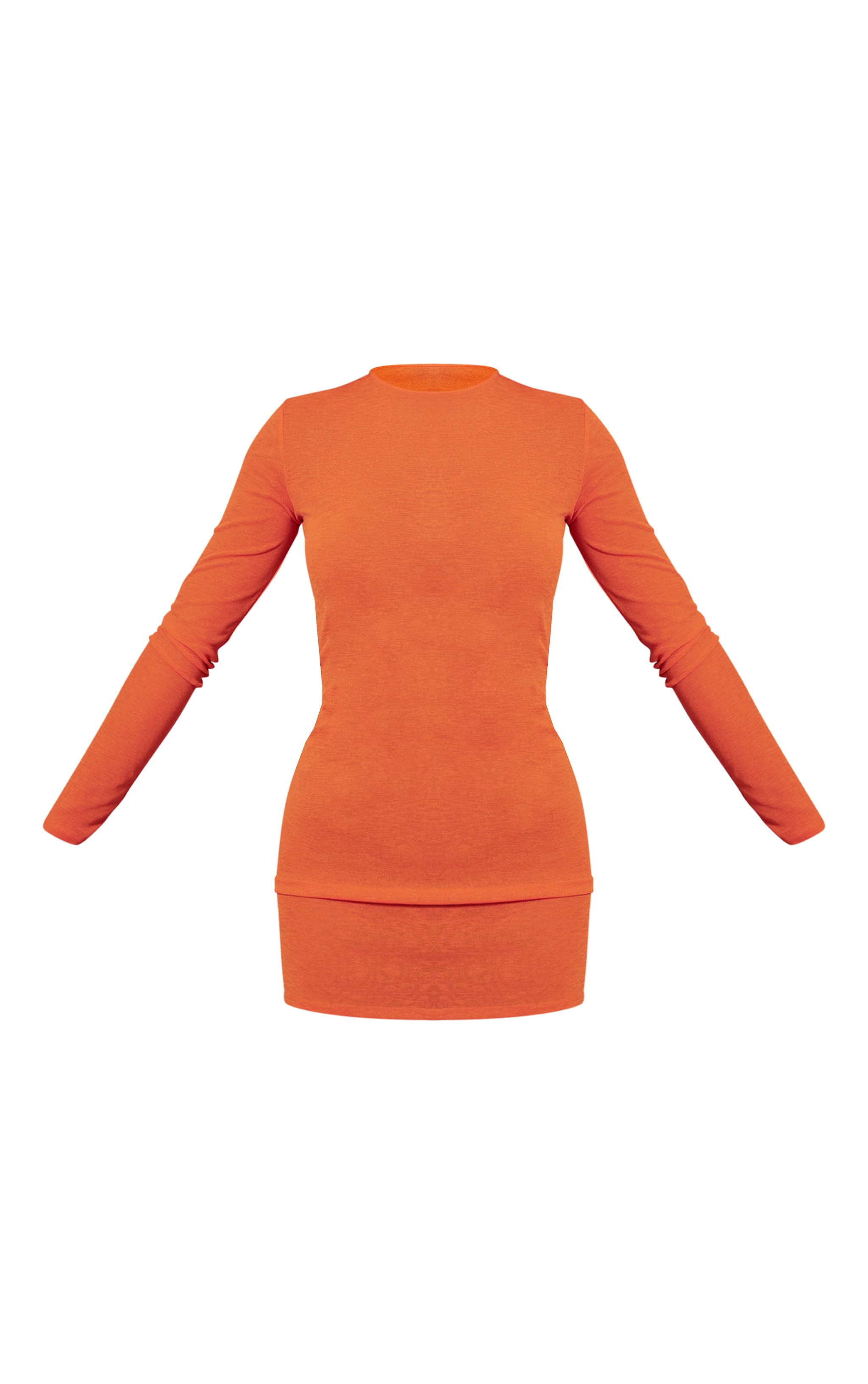 Robe droite orange texturée à manches longues image 5