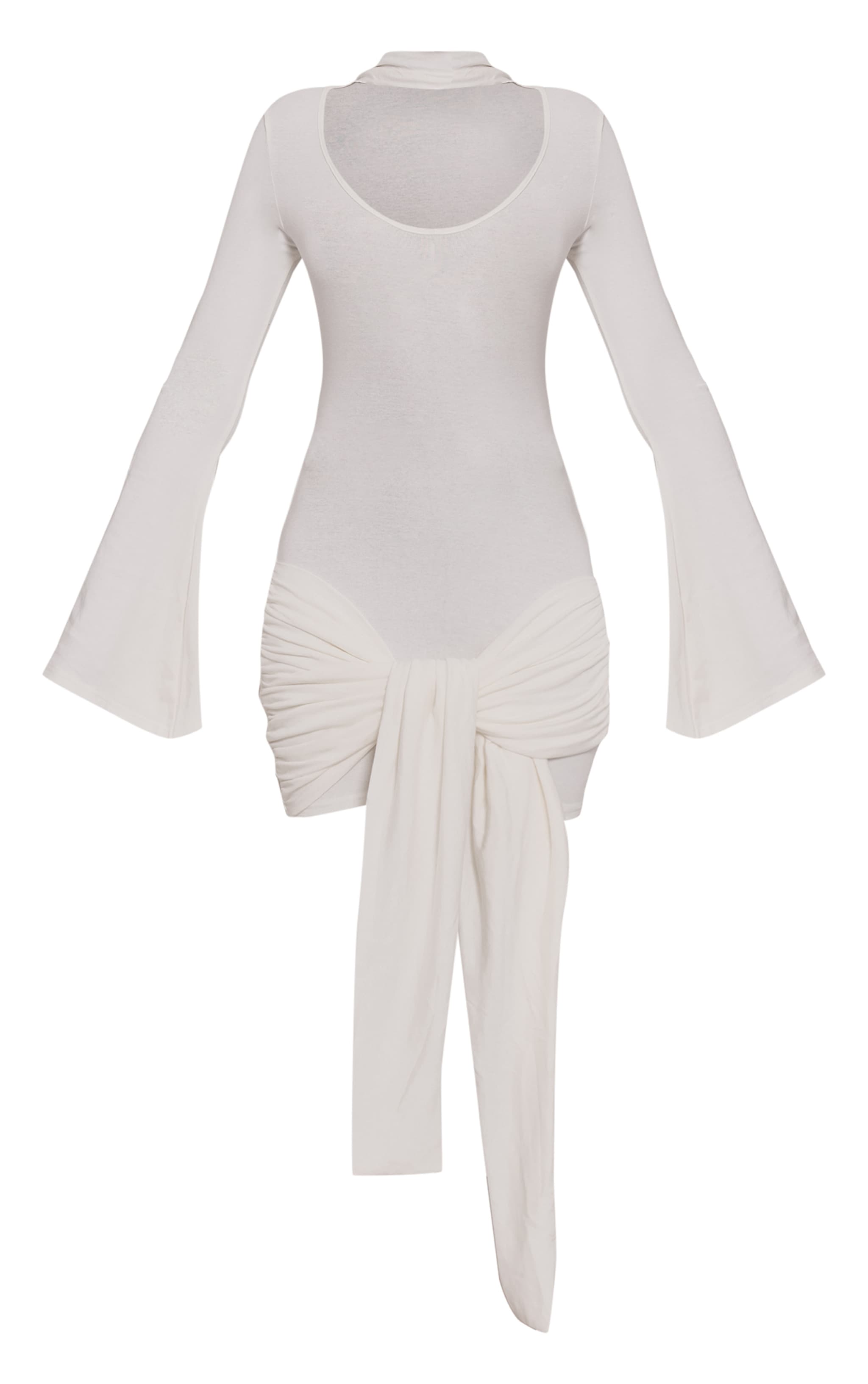 White Jersey Wrap Scarf Detail Mini Dress image 5