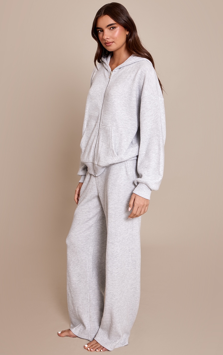 Ash Grey Ribbed Waffle Pajama Bottoms image 2