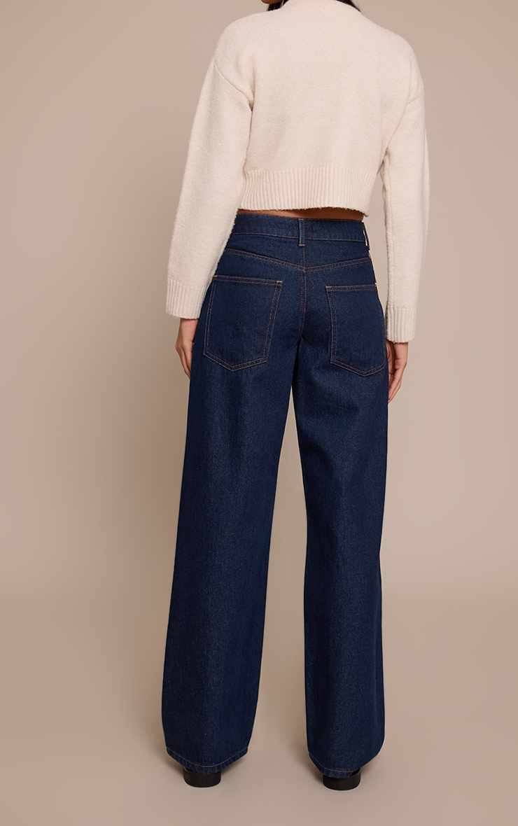 Tall Indigo Mid Rise Wide Leg Jeans image 3
