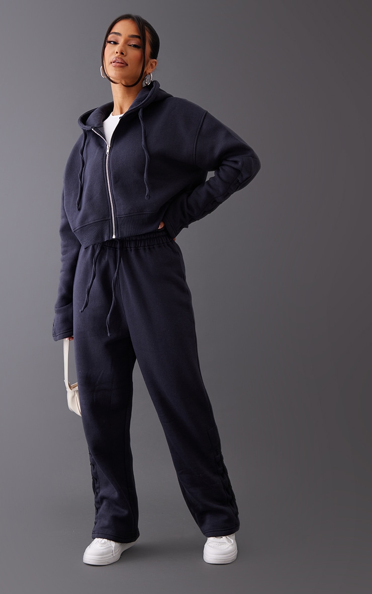 Petite Ink Blue Tie Side Detail Sweatpants image 1