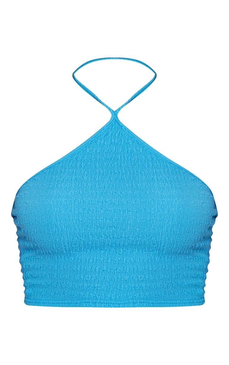 Blue Texture Halter Crop Top image 5
