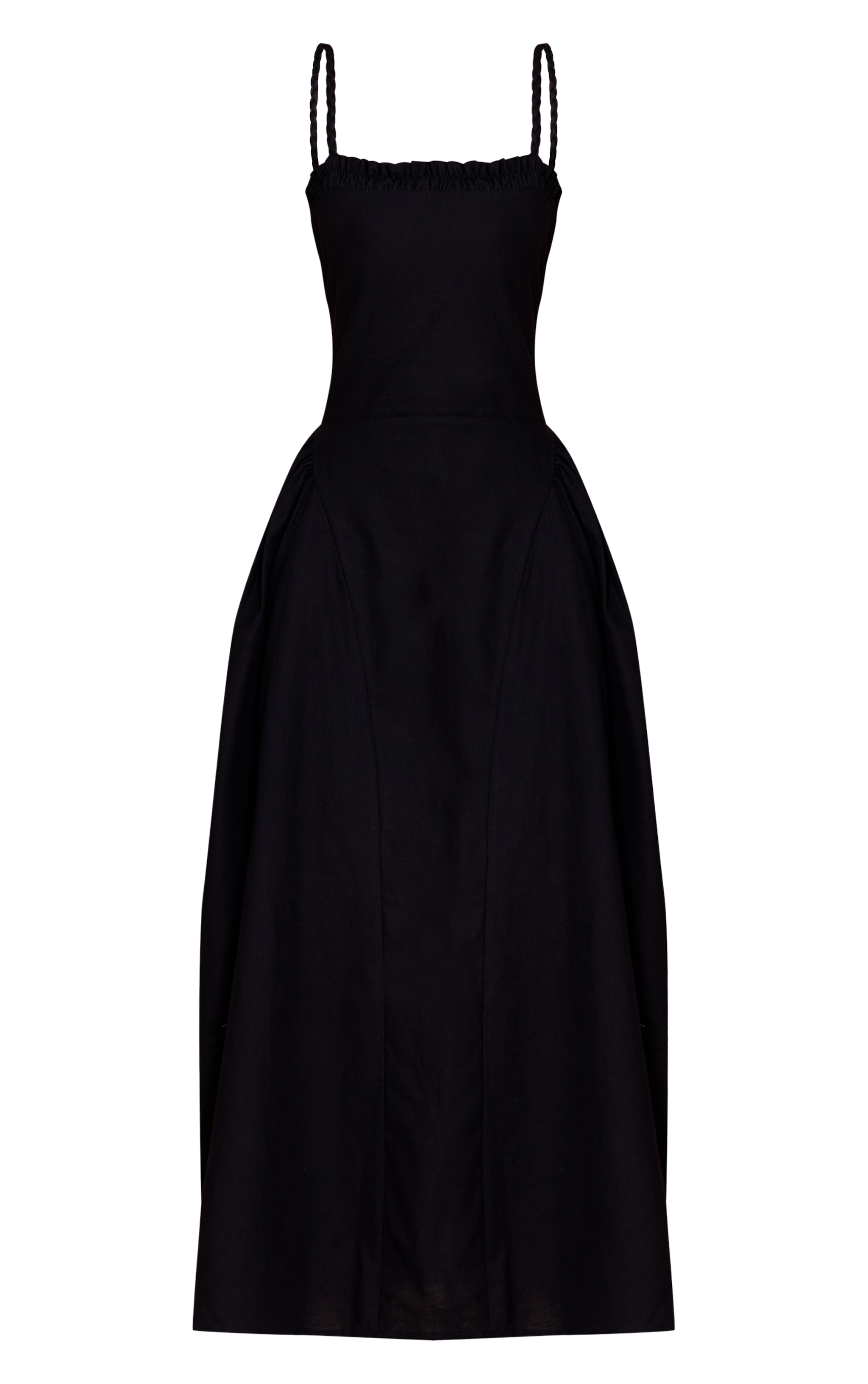 Robe Mi-Longue Tressée Noire Taille en V image 5