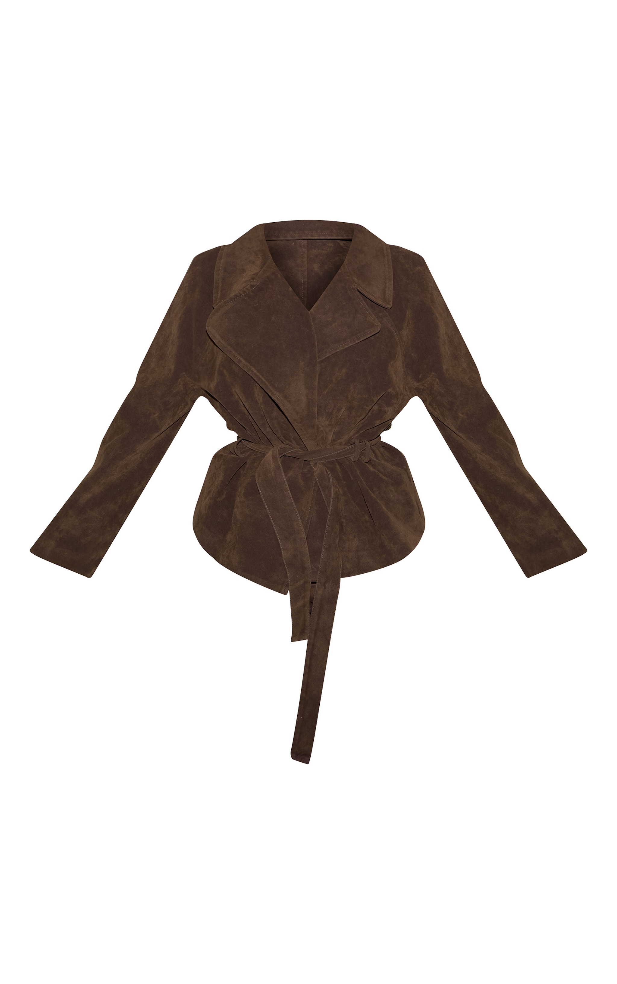 Veste ceinturée en suédine chocolat image 5