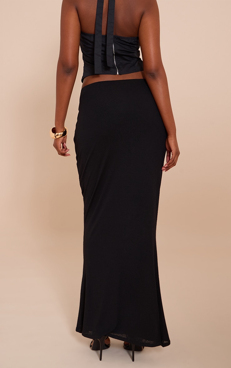 Black Double Layer Onion Skin Drape Detail Maxi Skirt image 3