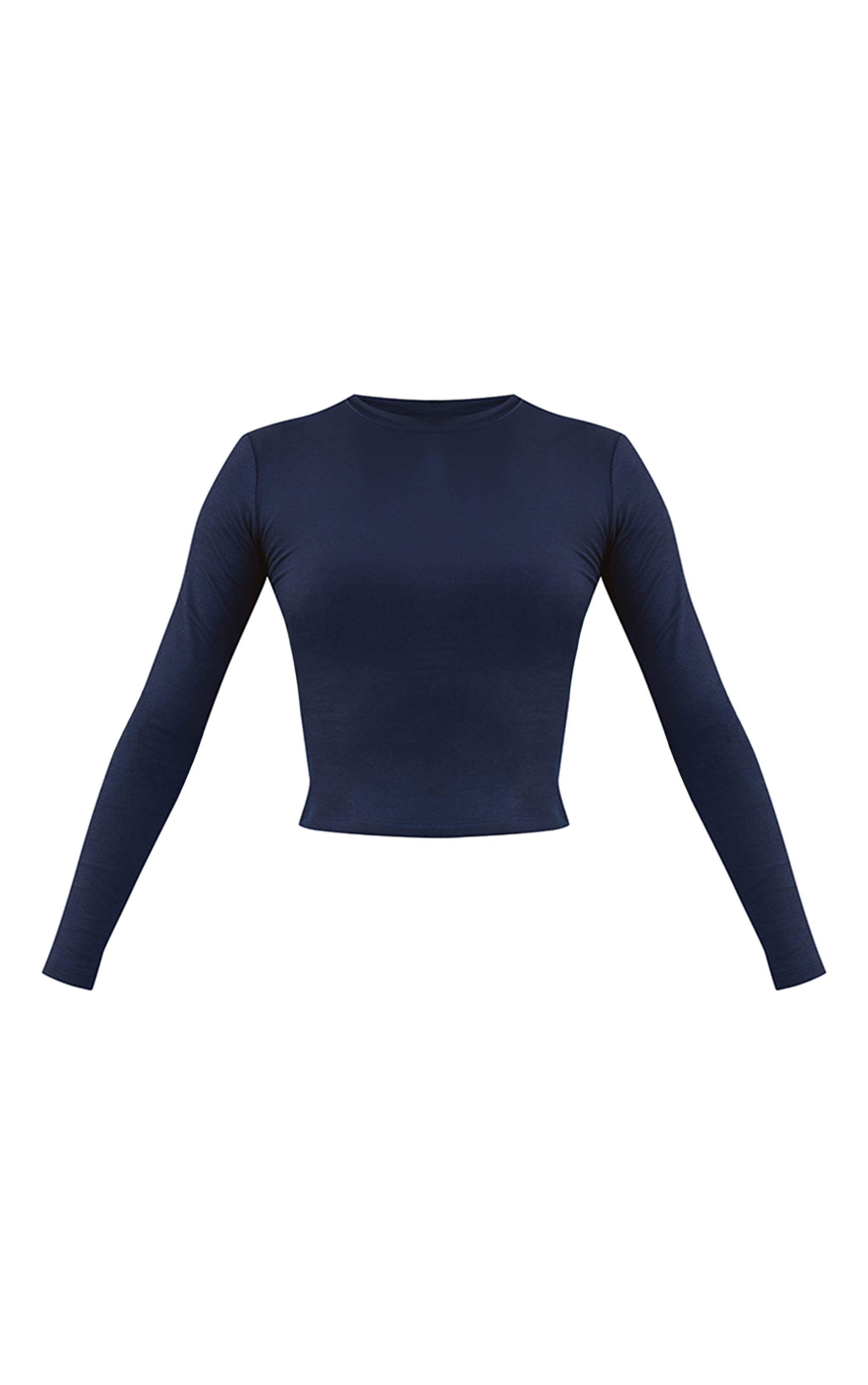 Navy Soft Rib Fitted Long Sleeve Top image 5