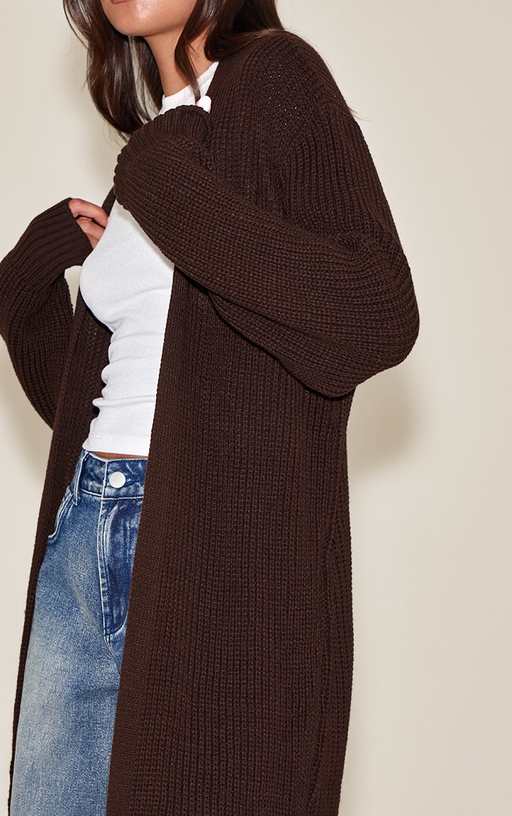 Chocolate Maxi Style Knitted Cardigan image 4