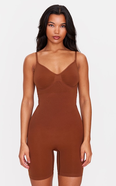 Brown Low Back Shapewear Bodysuit