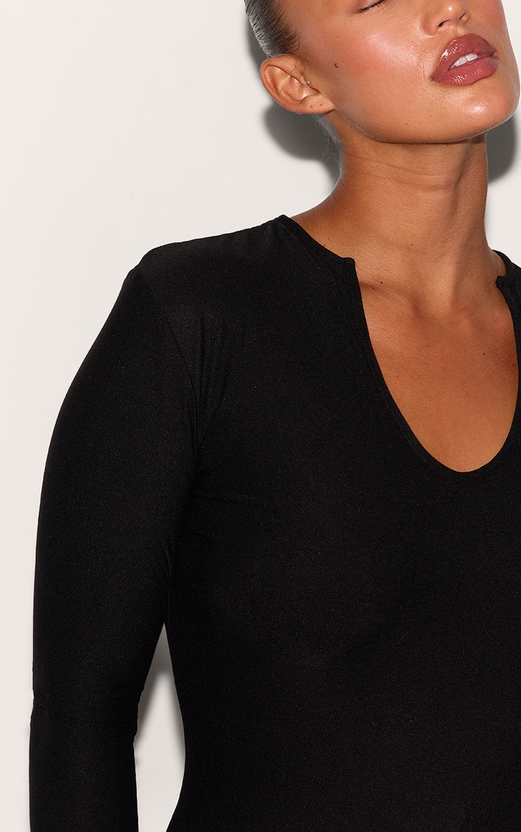 Plus Black Soft Touch V Neck Long Sleeve Top image 4