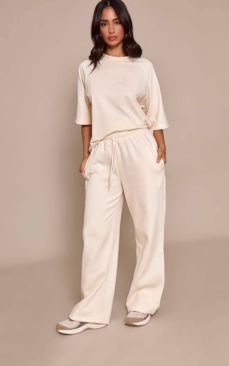 Petite Cream Oversized Wide Leg Sweatpants image 2