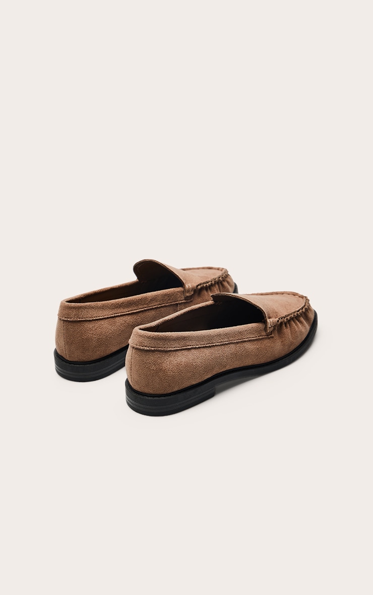Taupe Faux Suede Slip On Loafers image 4