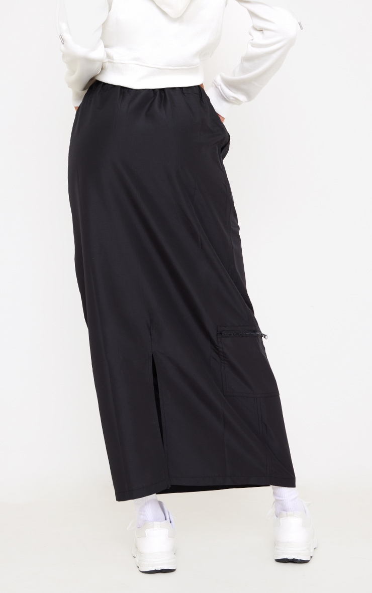 Black Toggle Waist Zip Detail Maxi Skirt image 3