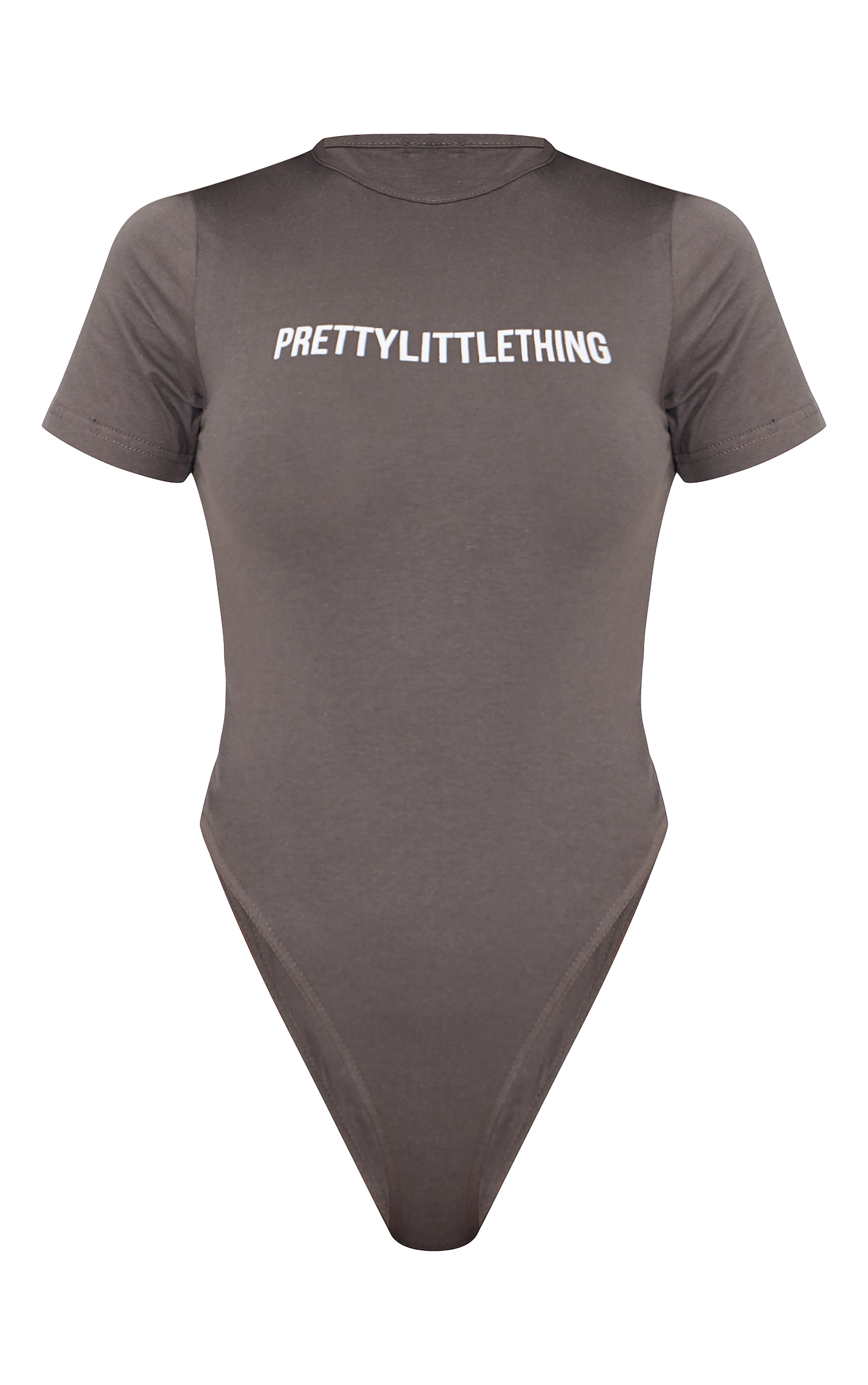 PRETTYLITTLETHING Charcoal Logo Short Sleeved Bodysuit image 5