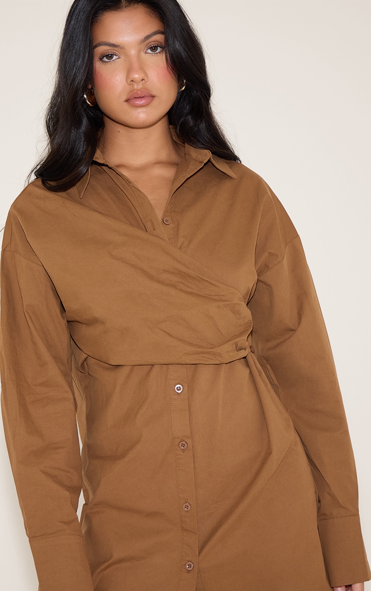 Chocolate Overlay Long Sleeve Shirt Dress image 3
