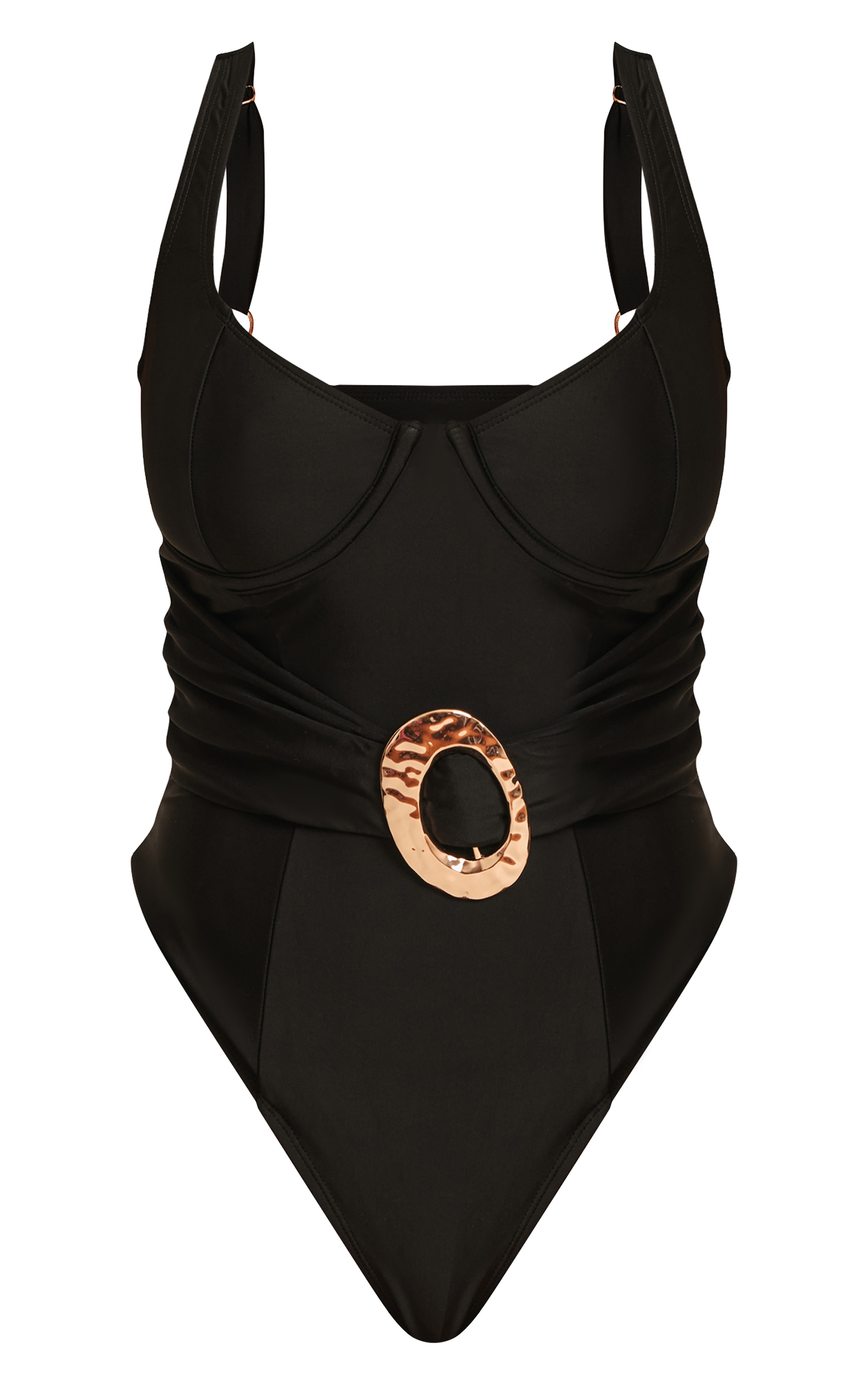Shape Black Underwired Cup Hammered Gold Trim Belted Jersey image 5