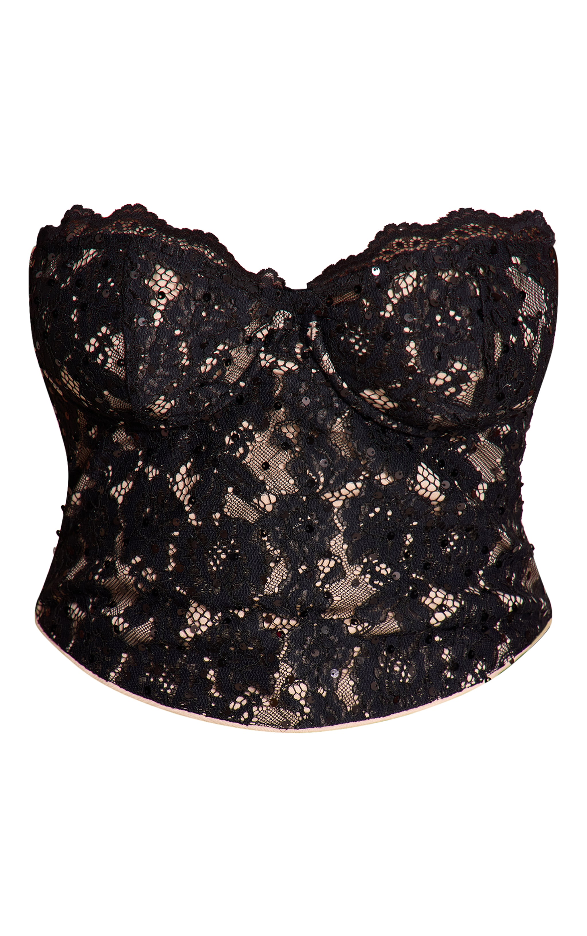 Shape Top corset bustier en dentelle noire à sequins image 5