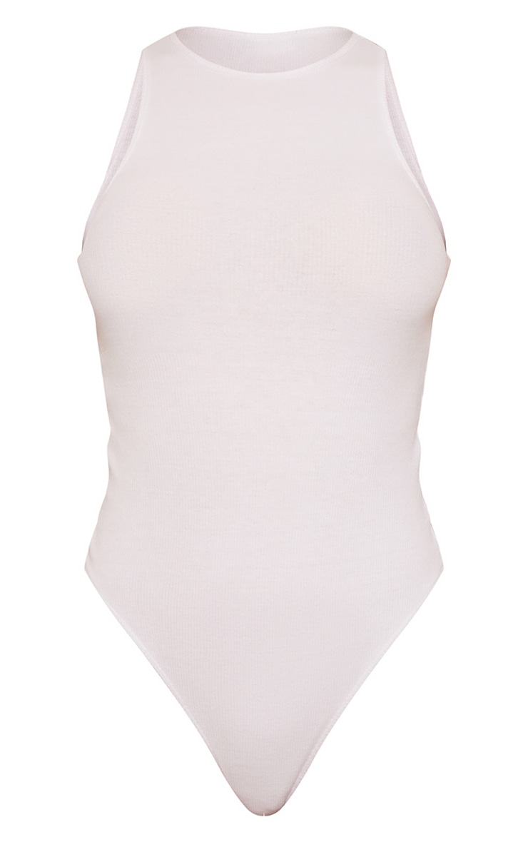 Basic White Rib Racer Bodysuit image 5