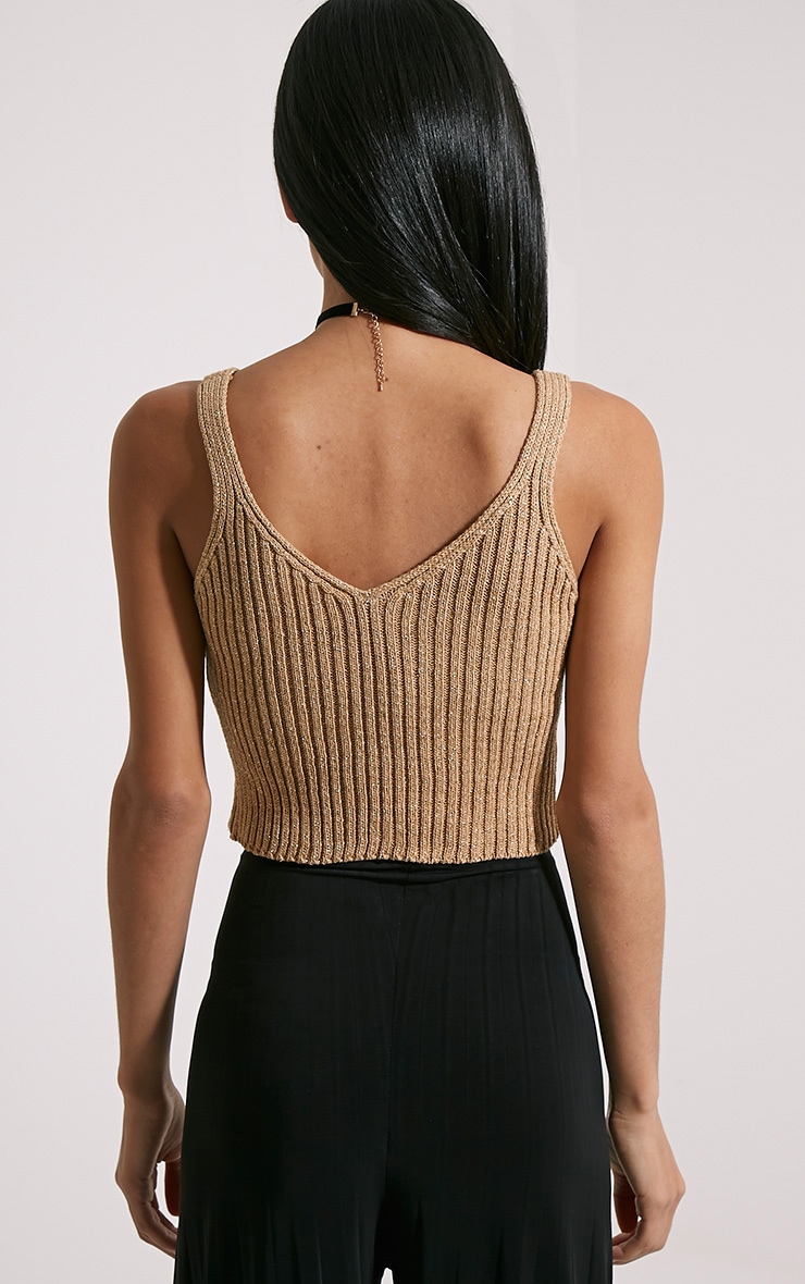 Naya Gold Glitter Knitted Vest Top Knitwear PrettyLittleThing