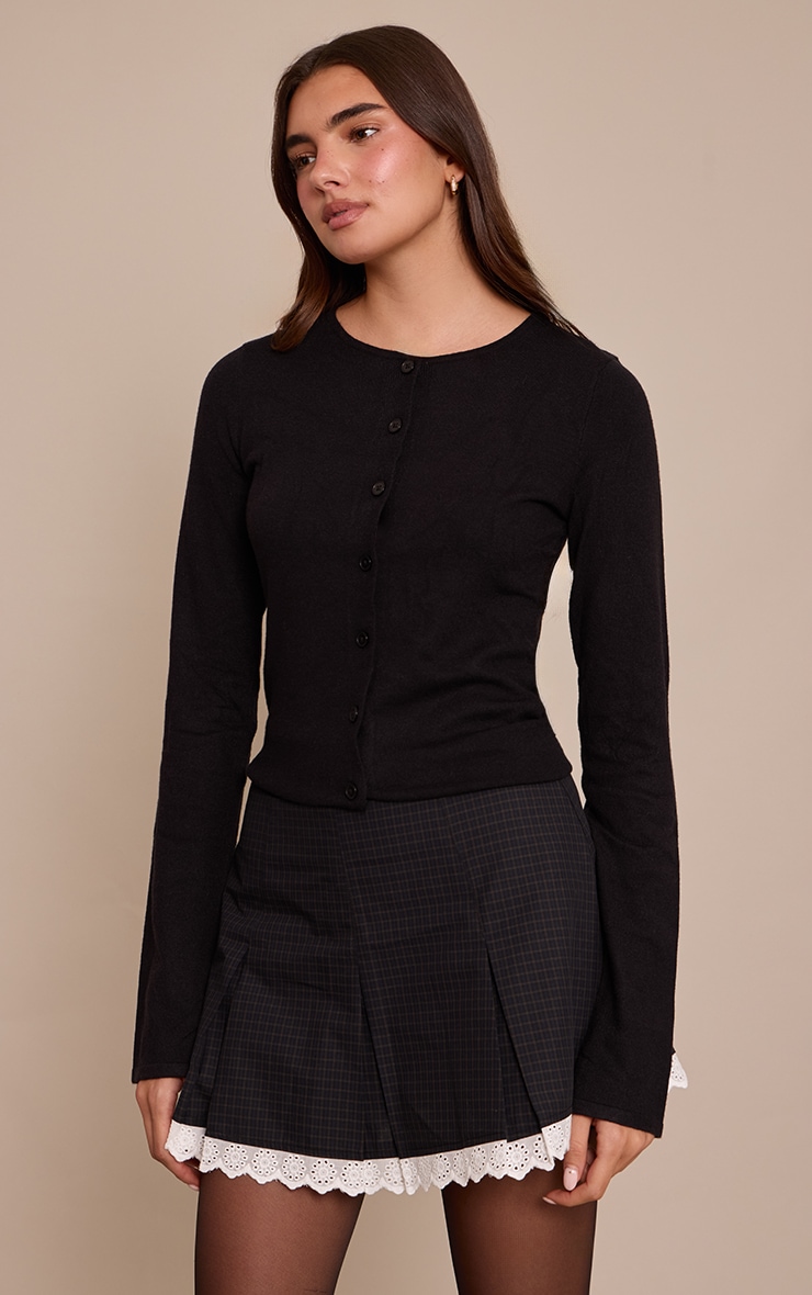 Dark Green Check Tailored Woven Box Pleat Skater Skort image 2