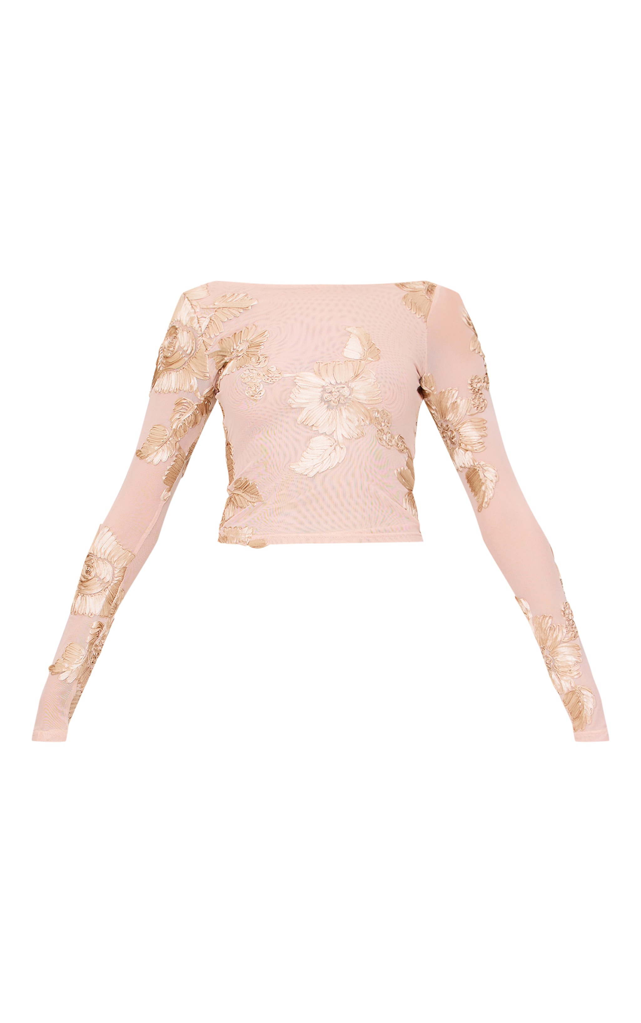 Champagne Floral Jacquard Long Sleeve Top image 5
