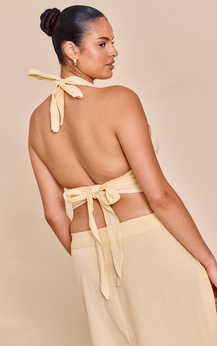 Plus Butter Cream Embroidered Halterneck Top image 2