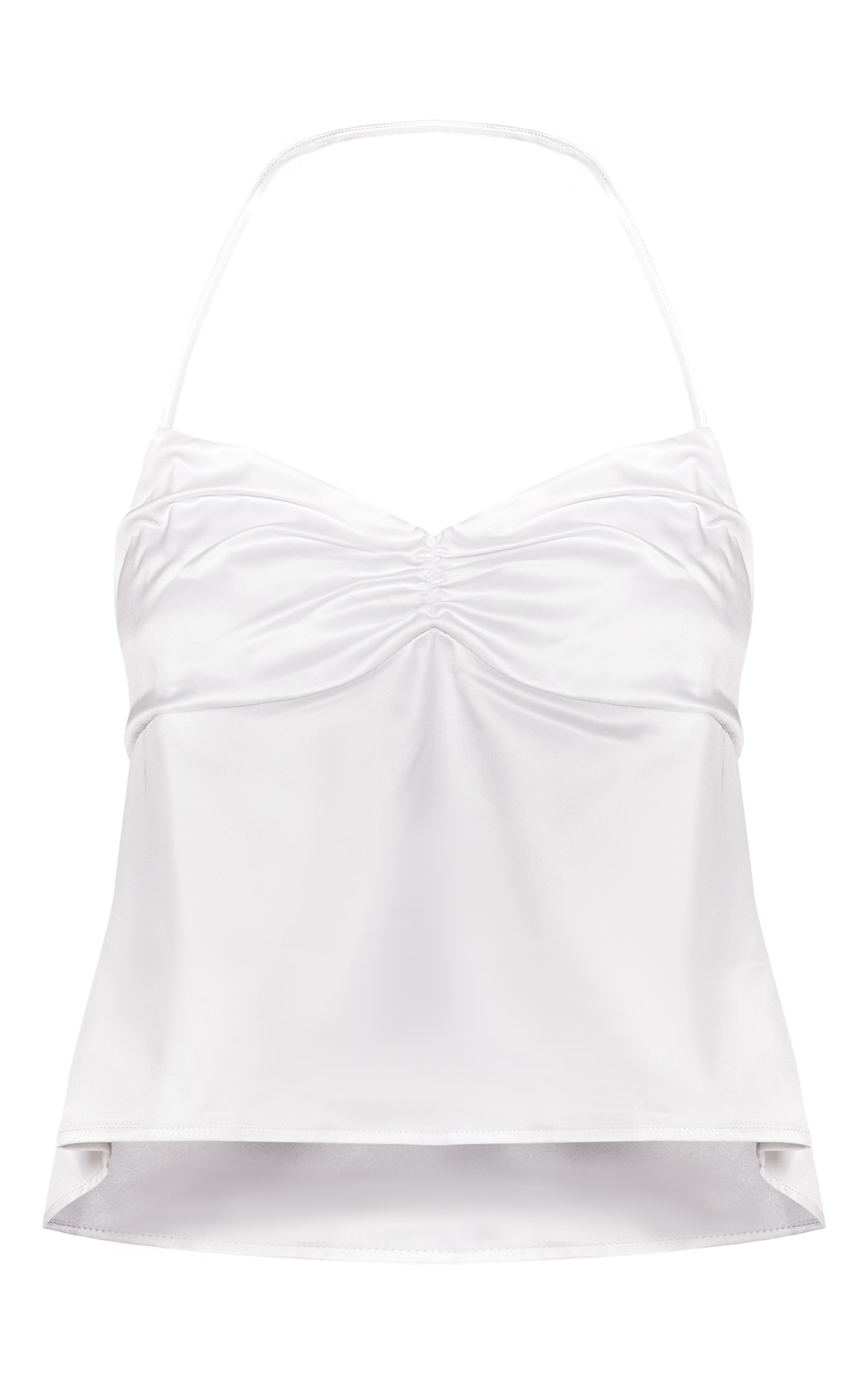 Cream Satin Ruched Backless Tie Cami Top image 5