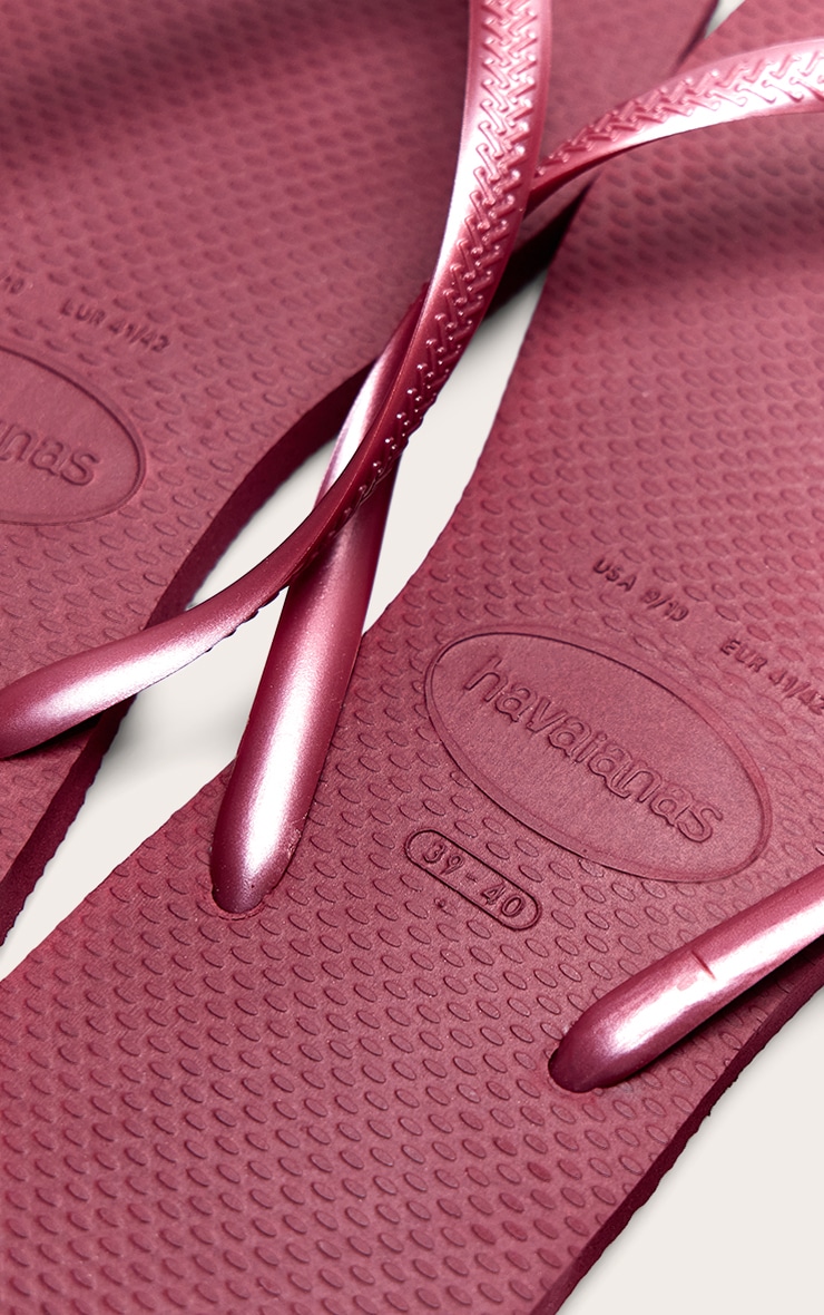 Burgundy Havaianas Slim Square Logo Flip Flops image 4