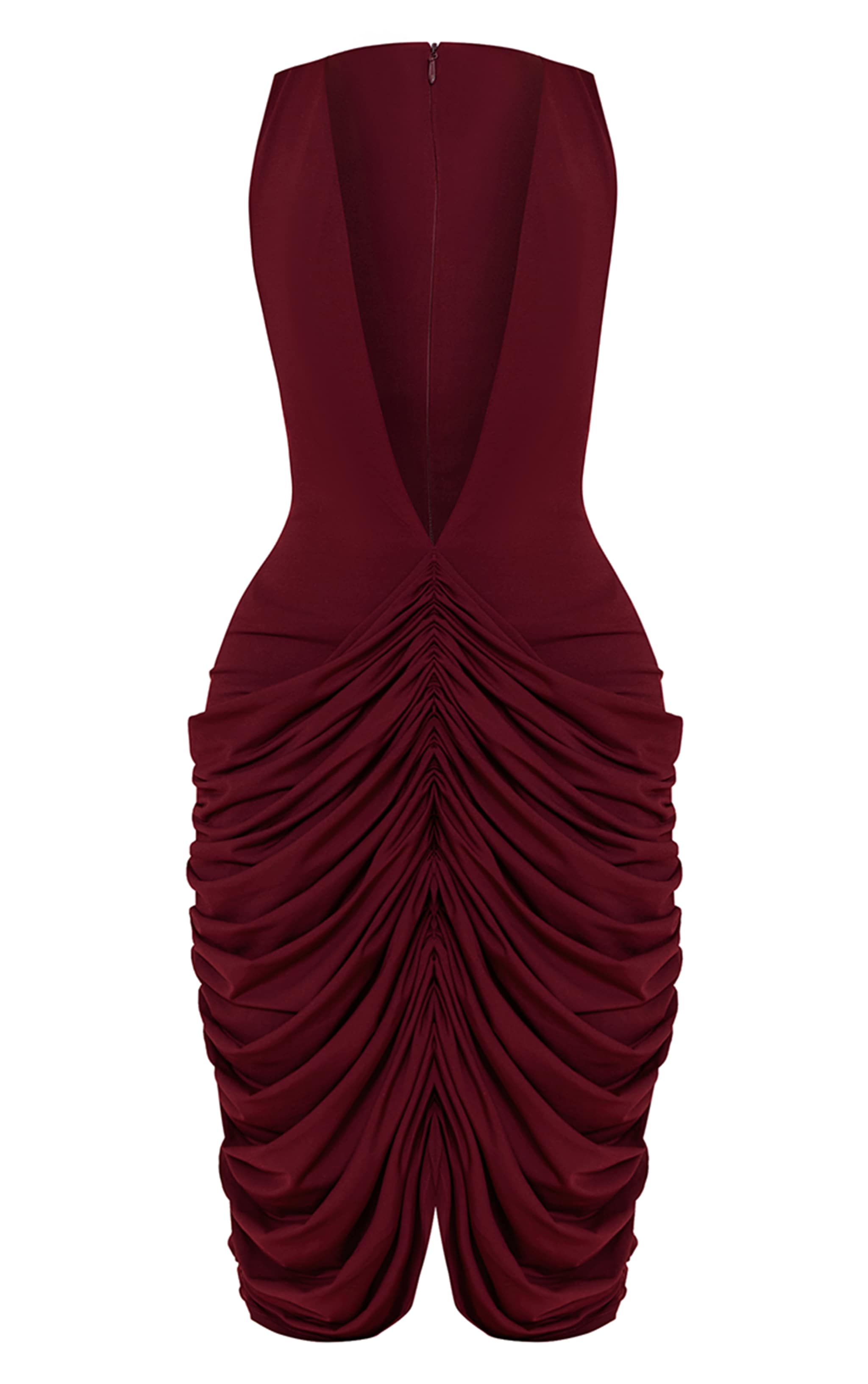PLT Label Mulberry Slinky Draped Skirt Plunge Midi Dress image 5