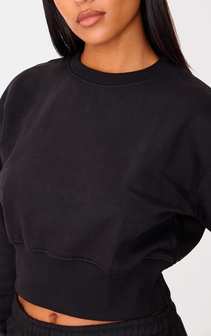 Tall Black Cropped Oversized Sweatshirt image 4