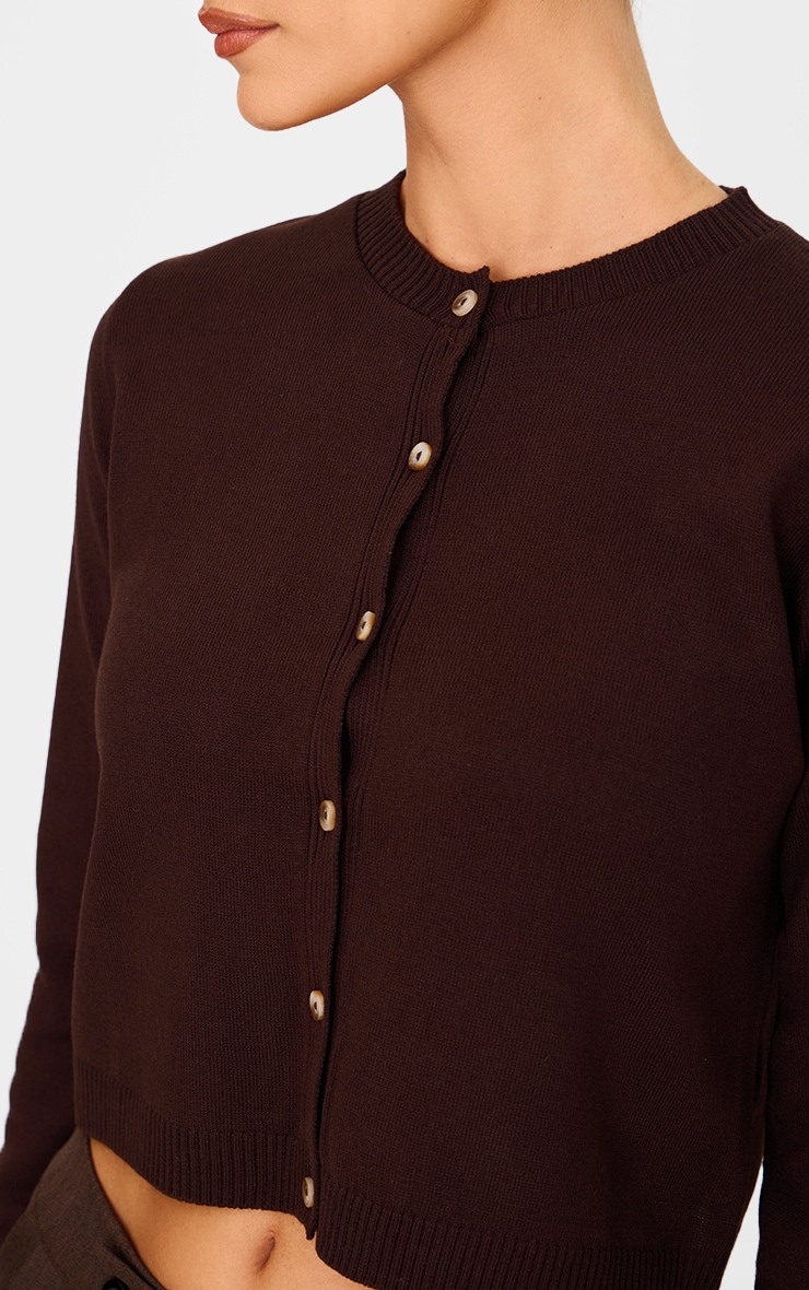 Chocolate Basic Button Up Knit Cardigan image 4