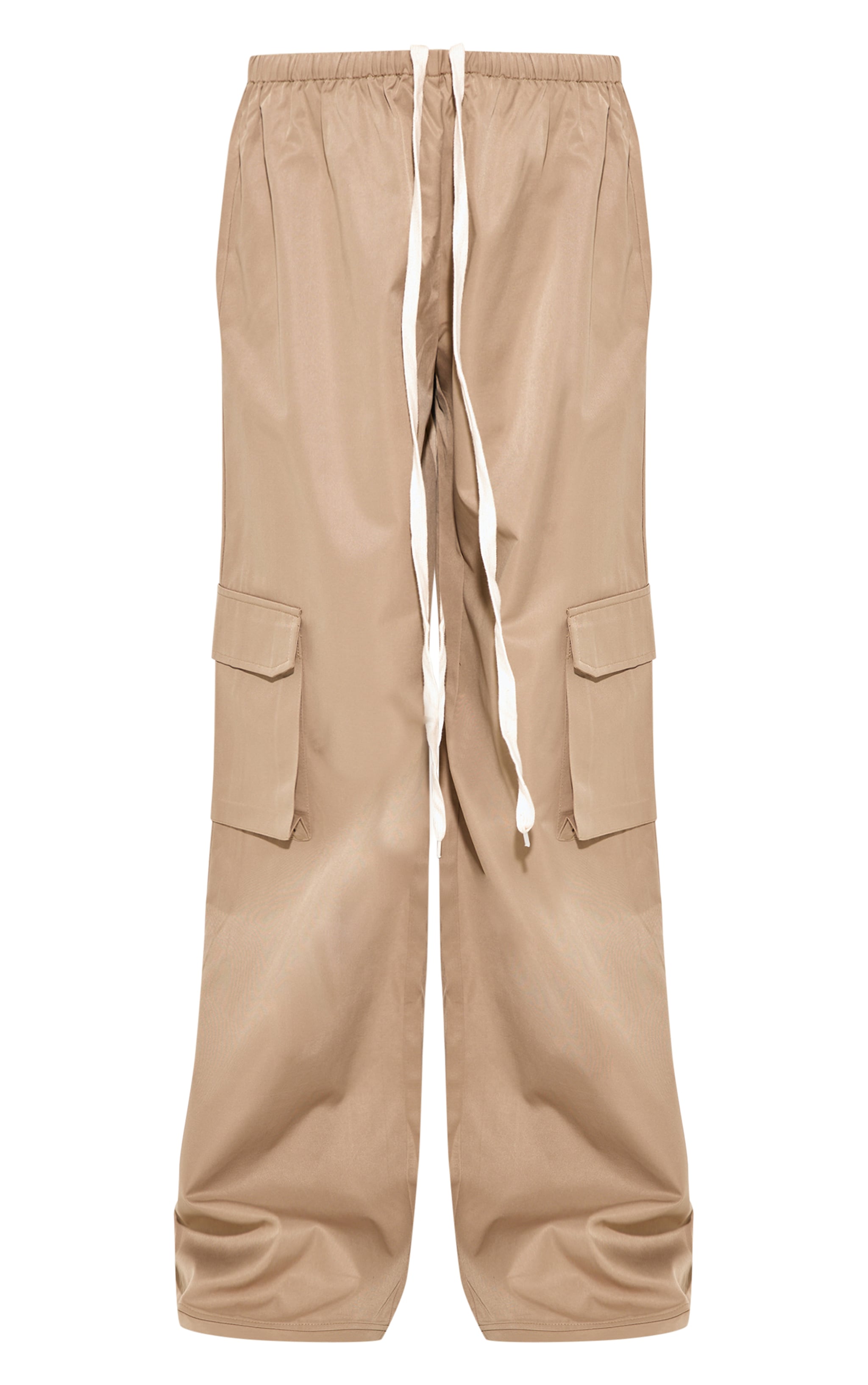 Pantalon droit style cargo gris pierre à cordons ajustables et poches image 5