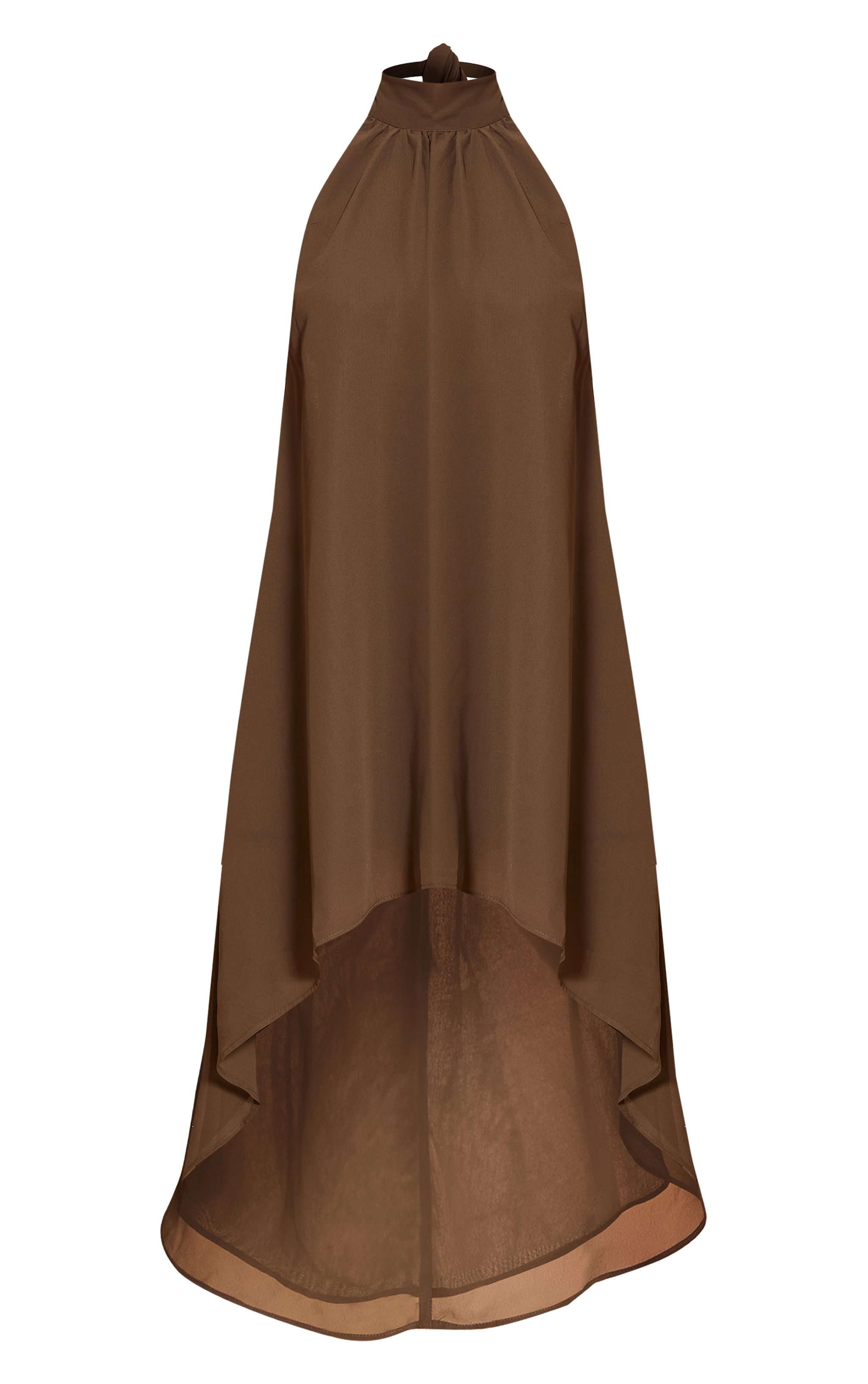 Khaki Chiffon High Neck Smock Dress image 5