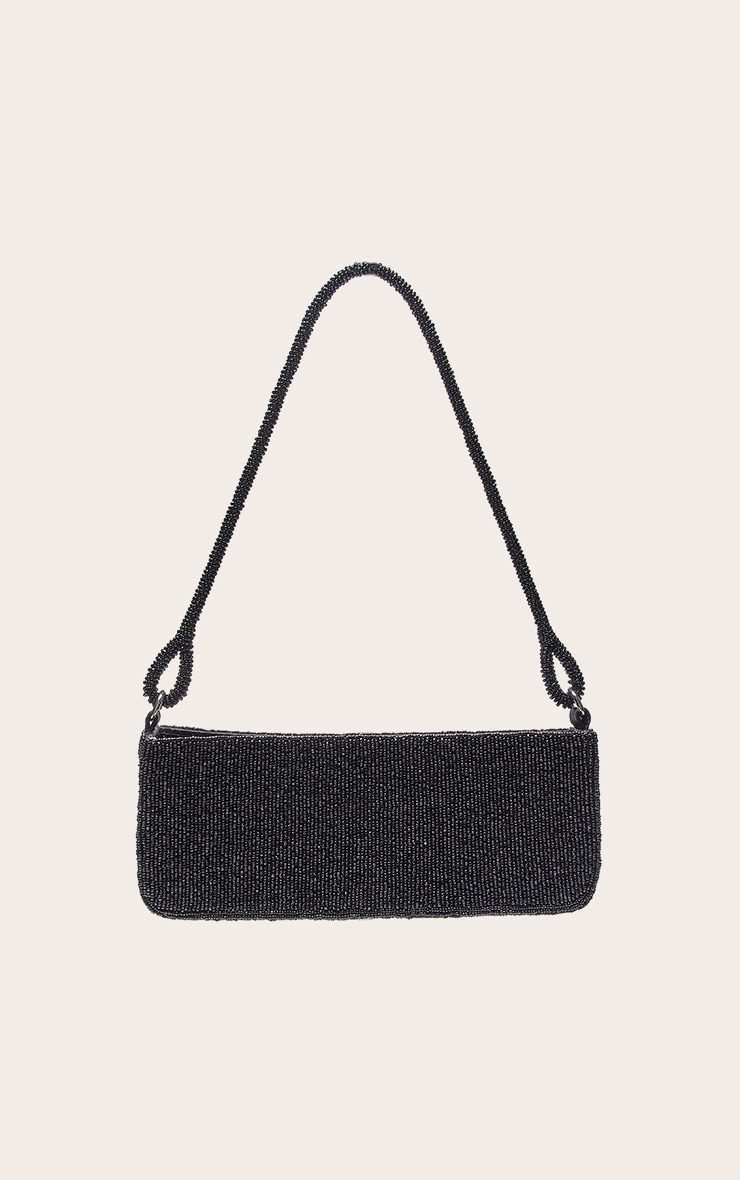 Black Micro Beaded Shoulder Bag image 2