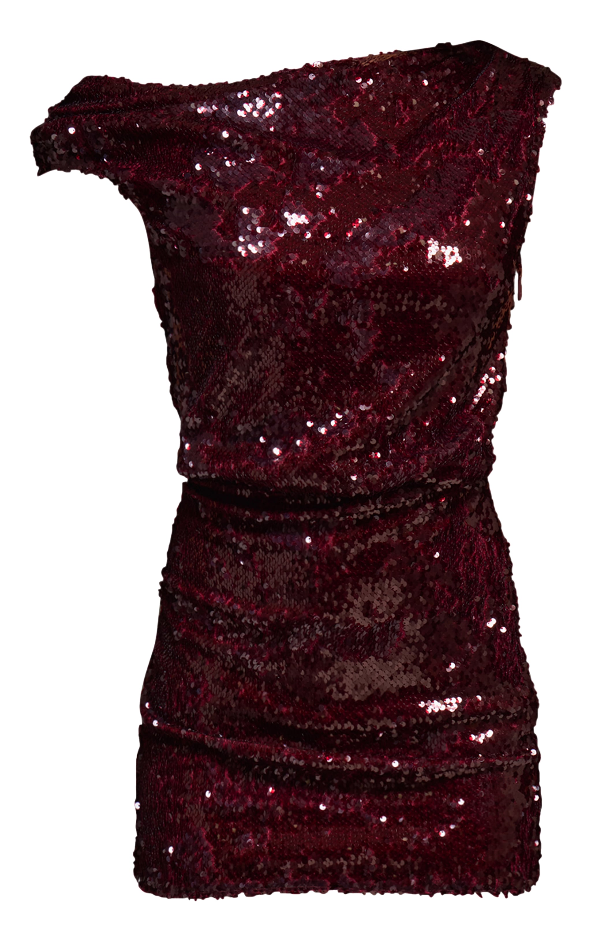 Plum Sequin Asymmetric Mini Dress image 5