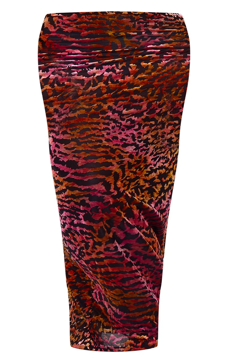 Multi Animal Print Devore Maxi Skirt image 5