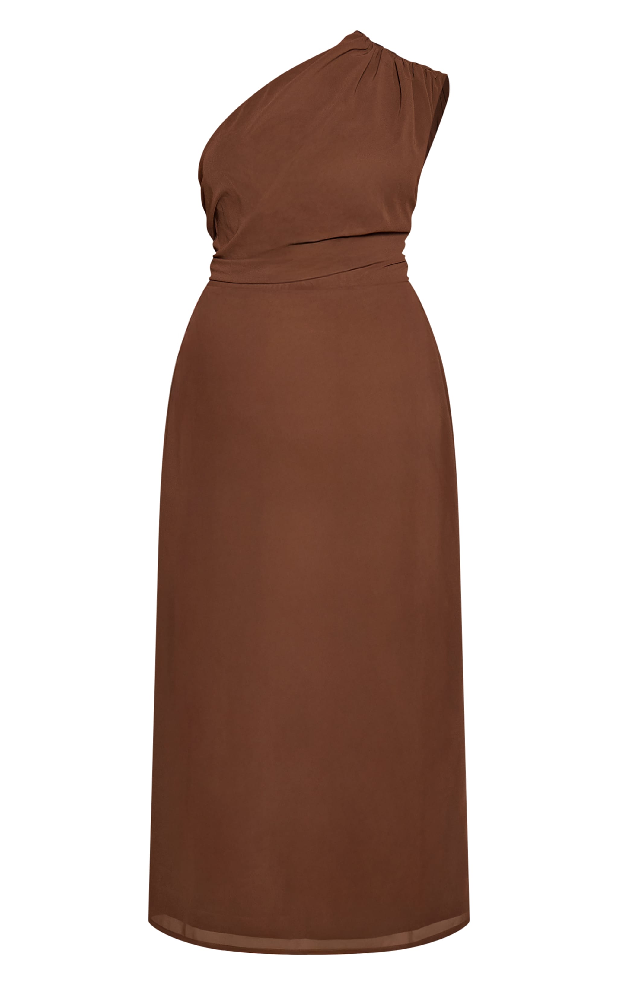 Plus Chocolate Drape One Shoulder Maxi Dress  image 5