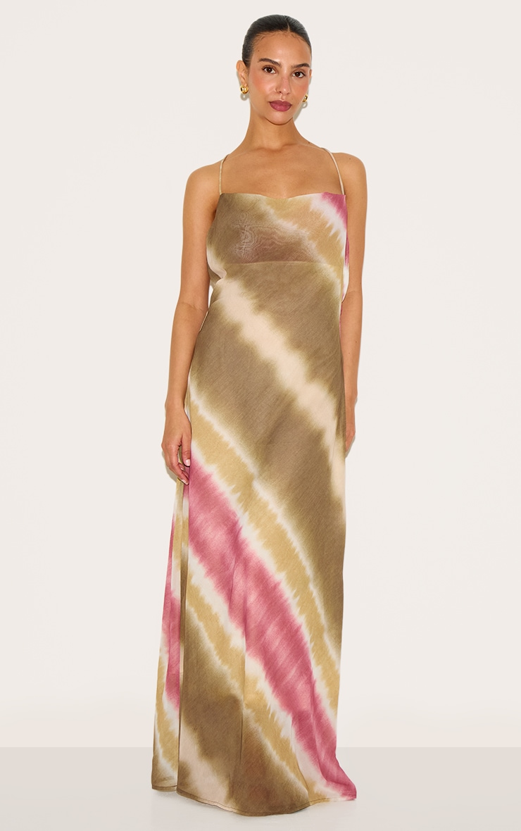 Petite Robe longue fluide multicolore à bretelles fines et perles image 3