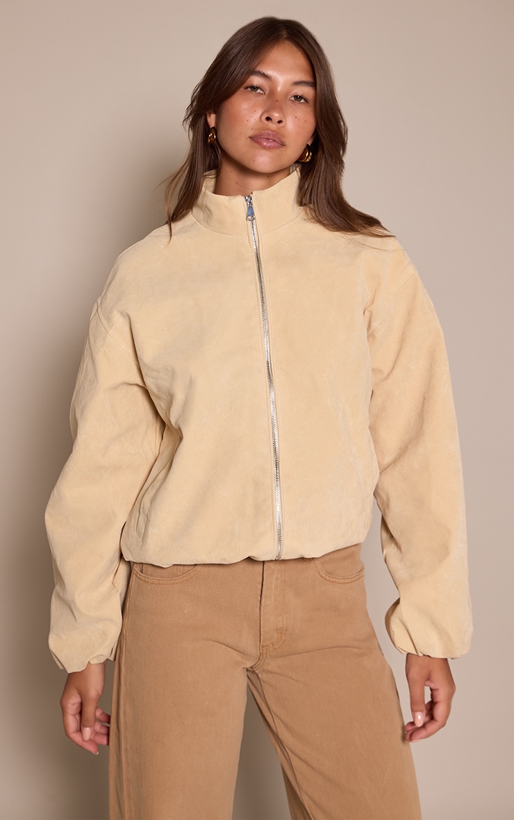 Buttercream Suede Bomber Jacket image 4