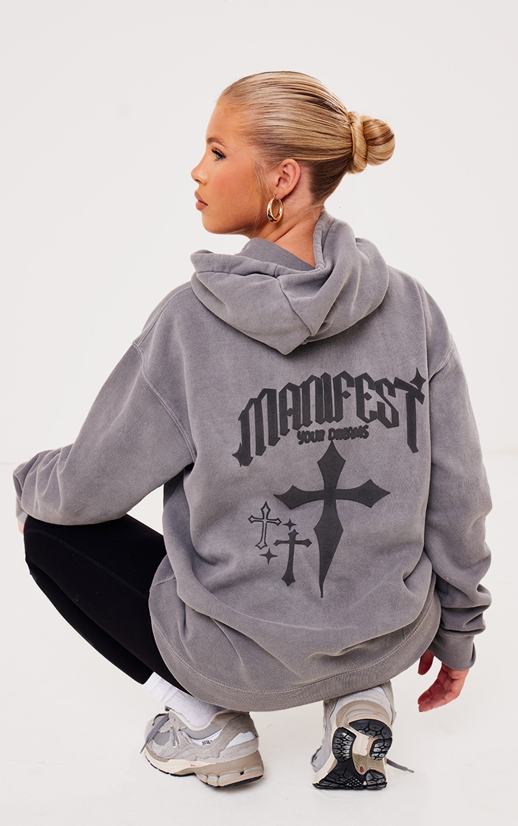 Charcoal Manifest Puff Printed Hoodie image 1