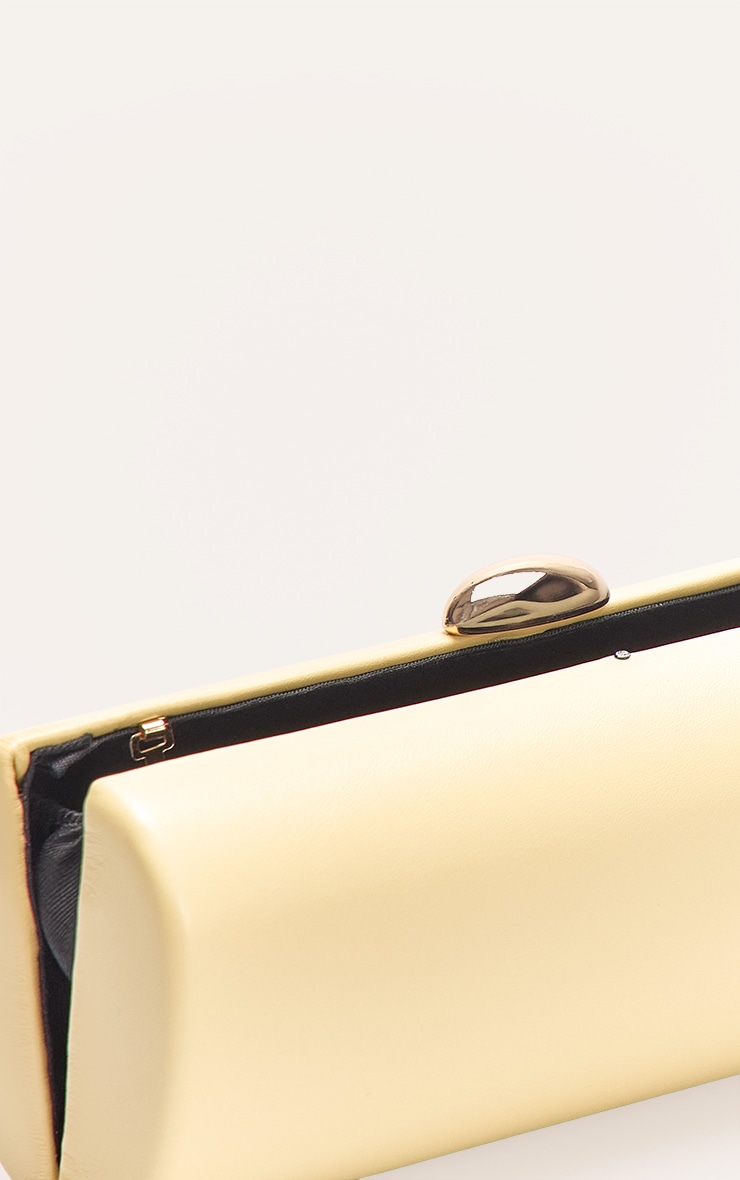 Butter Yellow PU Pebble Detail Hard Clutch Bag image 5