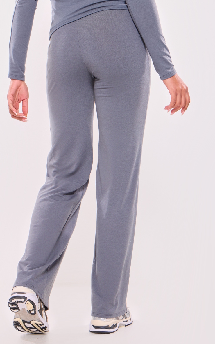 Maternité Pantalon flare de grossesse en coton jersey gris anthracite à taille haute image 3