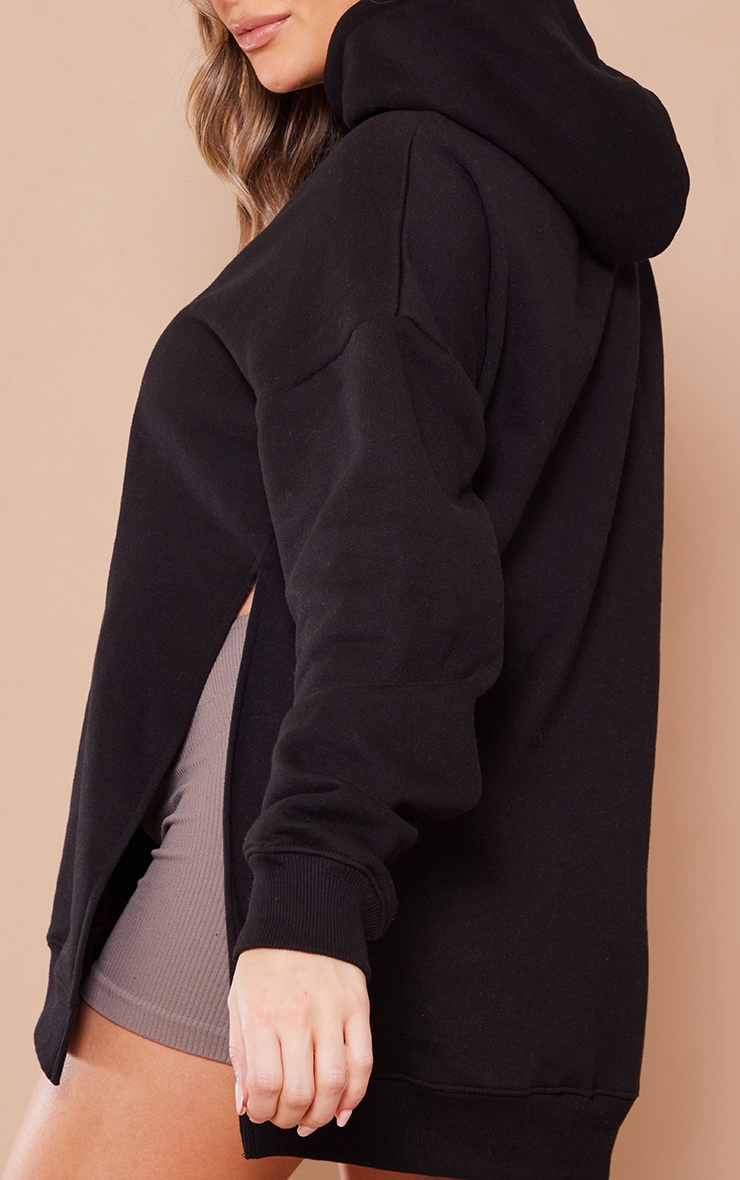 Maternity Black Nursing Side Split Hoodie image 4